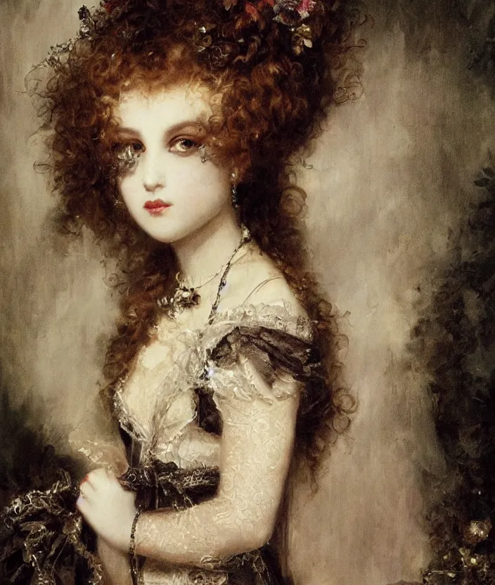 Image similar to Gothic princess portrait by William-Adolphe Bouguerea, highly detailded