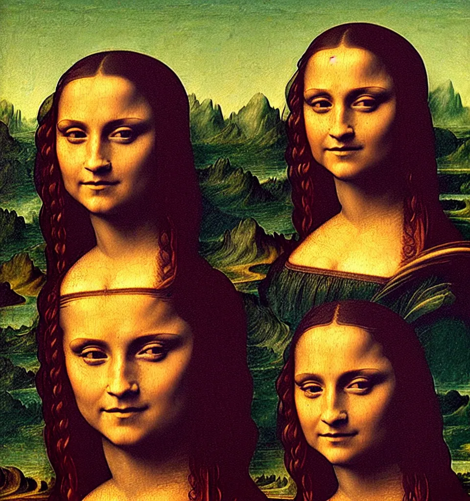 Image similar to emma watson oil painting by leonardo da vinci in style of mona lisa, close up portrait