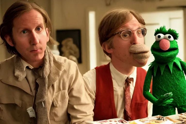 Prompt: a muppet by Wes Anderson