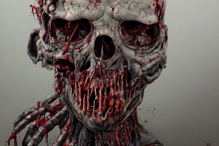 Image similar to Derek Riggs painting of a horrifying zombie, hyperrealistic, hyper detailed, heavy metal, creepy, unsettling, trending on Artstation