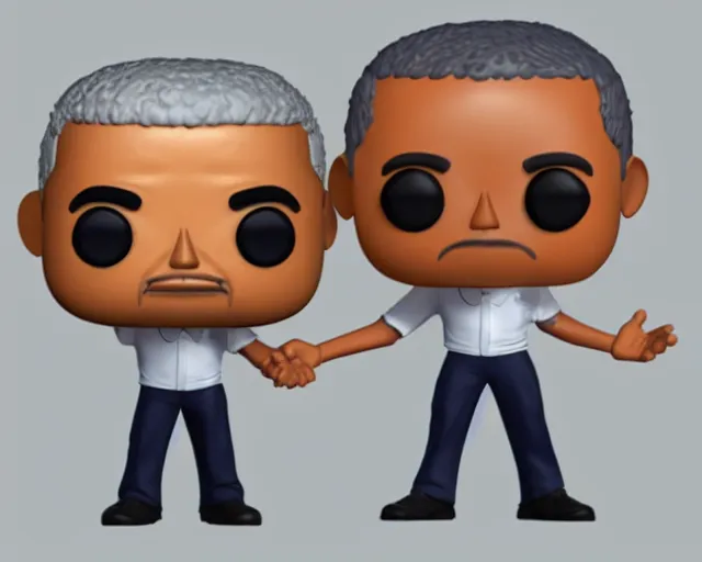 Image similar to full body 3d render of barack obama as a funko pop, studio lighting, white background, packaging, blender, trending on artstation, 8k, highly detailed