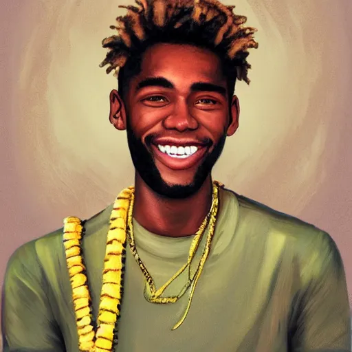 Image similar to a realistic portrait of Jah Shaka smiling