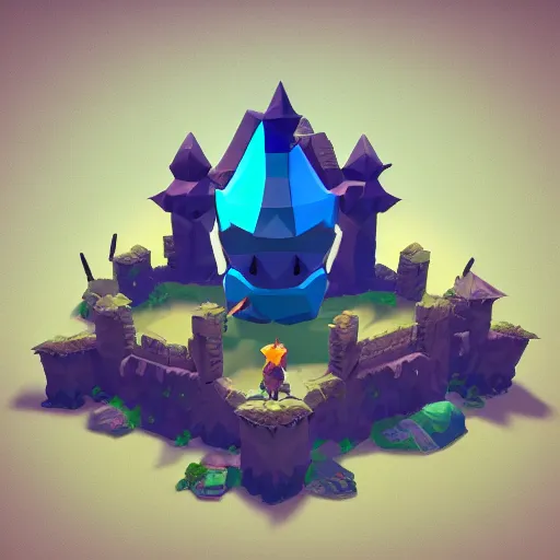 Image similar to Drawf Kingdom, 3d render, low poly, breath of the wild,