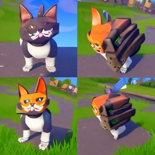 Image similar to a cat as a fortnite character