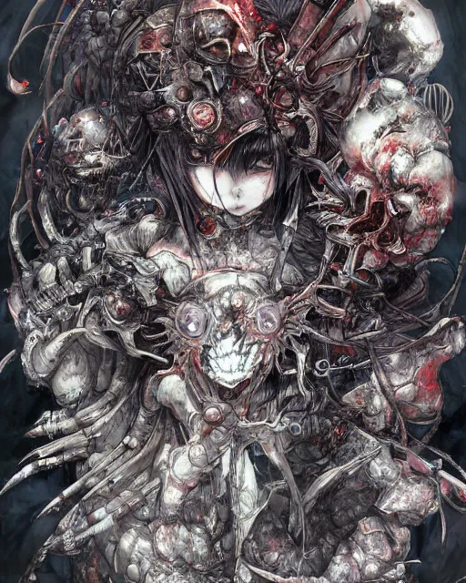 Image similar to death by Yoshitaka Amano 4k hyper detailed trending on artstation