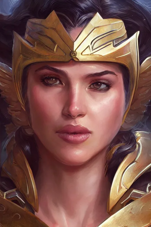 Image similar to amazon valkyrie athena, d & d, fantasy, portrait, highly detailed, headshot, digital painting, trending on artstation, concept art, sharp focus, illustration, art by artgerm and greg rutkowski and magali villeneuve