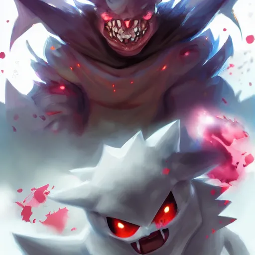 Image similar to pokemon Gengar by Stanley Artgerm Lau, WLOP, Rossdraws, James Jean, Andrei Riabovitchev, Marc Simonetti, Yoshitaka Amano, ArtStation, CGSociety,