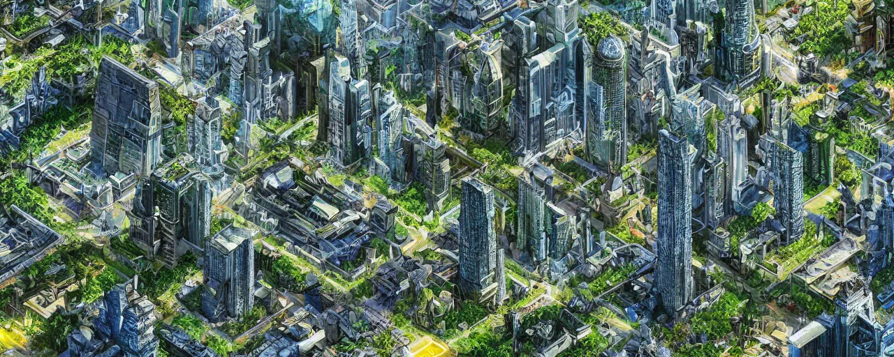 Image similar to a futuristic yet traditional metropolis city in a utopia, matte painting, digital painting, intricate, small details, national geographic cover, award winning, 4 k, botanical garden, lush, bright, clear, smooth,