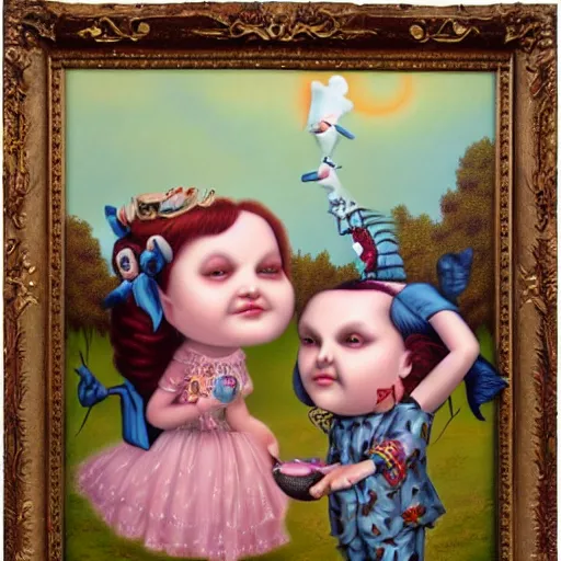 Image similar to spirits frolic painting by Mark Ryden and Todd Schorr highly detailed