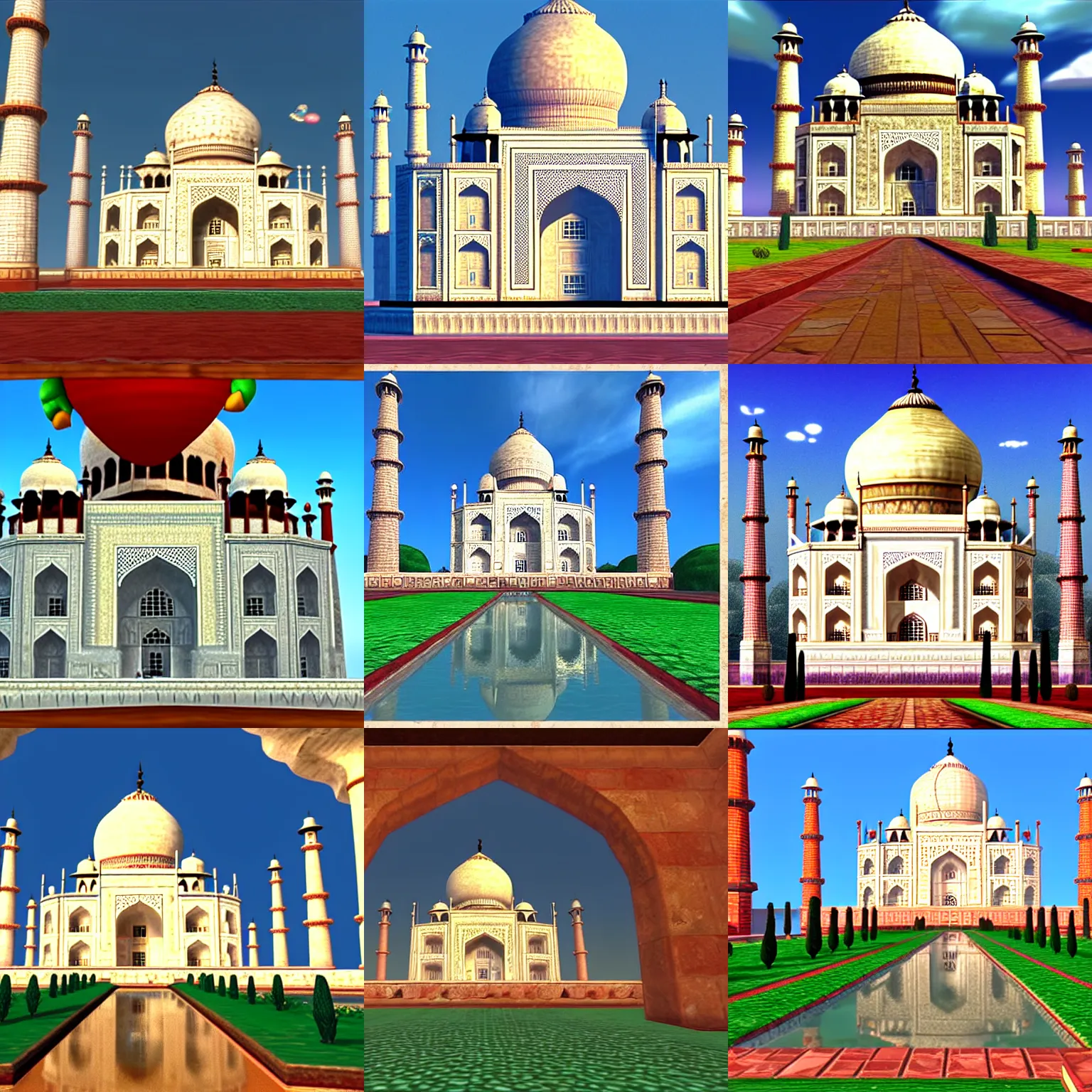 Prompt: the taj mahal in super mario 64 (1996), gaming, detailed, 3d, unreal engine, 4k UHD