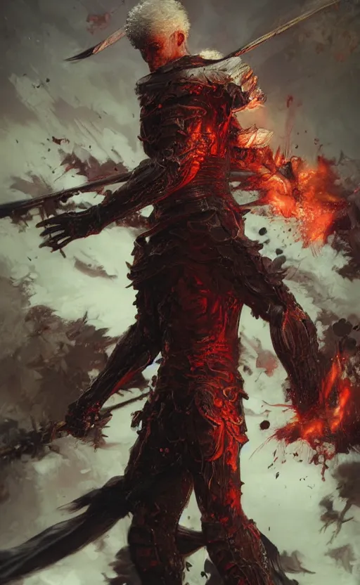 Image similar to full body shot Guts Berserk, digital 2d, extremely detailed, made by wlop, maxwell boas, Naranbaatar Ganbold, Raymond Swanland and Ruan Jia. Masterpiece. Repin. Greg Rutkowski