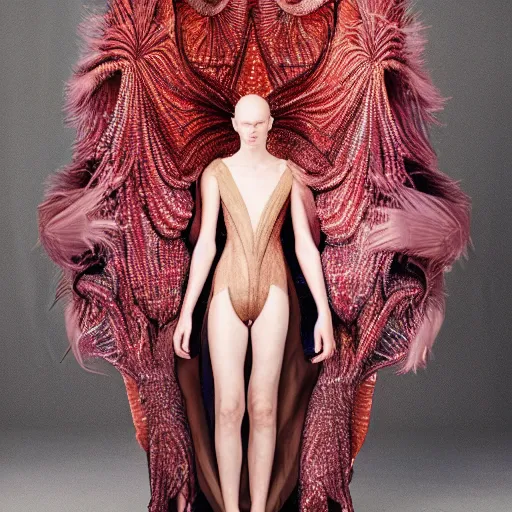 Image similar to a beautiful king wearing iris van herpen couture, photographed by andrew thomas huang