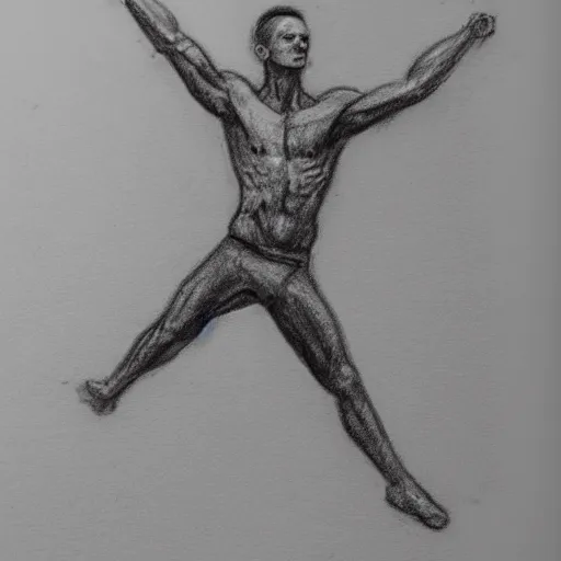 Image similar to a drawn man want flying. pencil sketch.