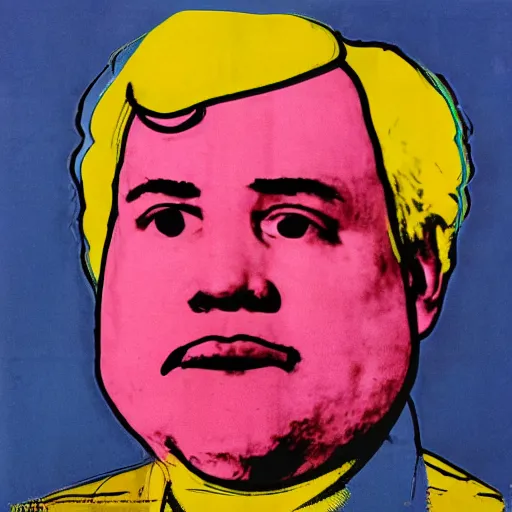 Image similar to portrait of fat man by andy warhol