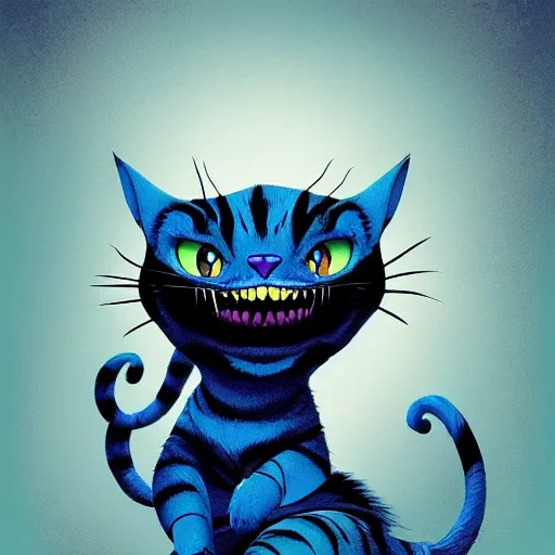 Image similar to a bluish black cheshire cat photoshop filter cutout vector, behance hd by jesper ejsing, by rhads, makoto shinkai and lois van baarle, ilya kuvshinov global illumination