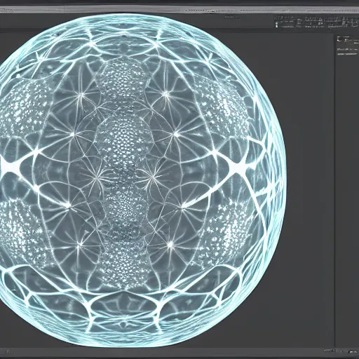 Prompt: a glass sphere with a fractal inside, made in Houdini and rendered with Redshift