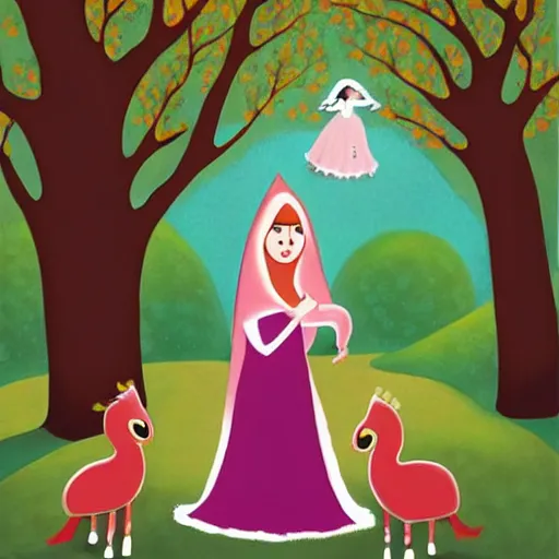 Image similar to offhand, dull by debbie criswell. a beautiful illustration of princess aurora singing in the woods while surrounded by animals. she looks so peaceful & content in the company of the animals, & the colors are simply gorgeous.