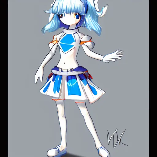 Image similar to full body shot of Cirno, concept art trending on artstation