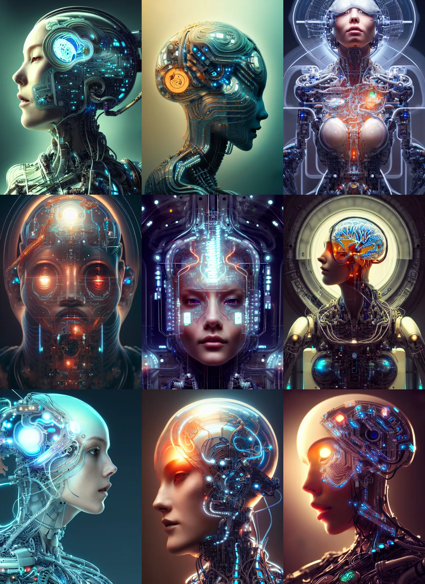 Prompt: ultra realistic cybernetic human brain covered in circuitry, scifi, eerie, intricate highly detailed, octane render, 8 k, art by artgerm rutkowski mucha
