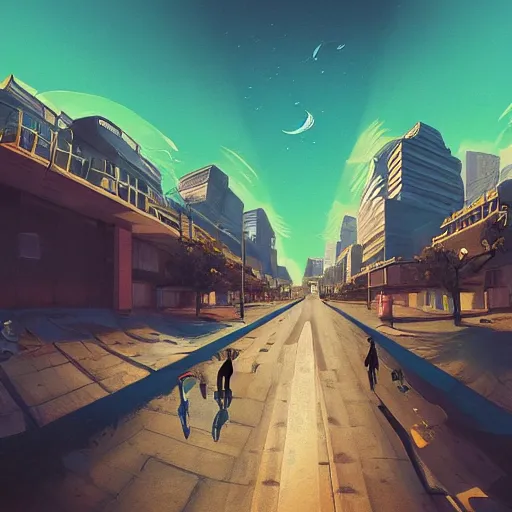 Prompt: street view, ( ( ( ( ( dystopian ) ) ) ) ) utopian!!!!!, trending on artstation, fisheye!!! lens