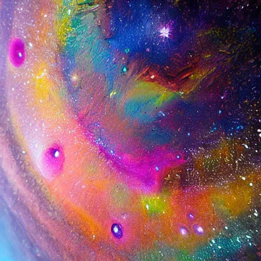 Prompt: Liminal space in outer space, paint macro photography, extreme close up