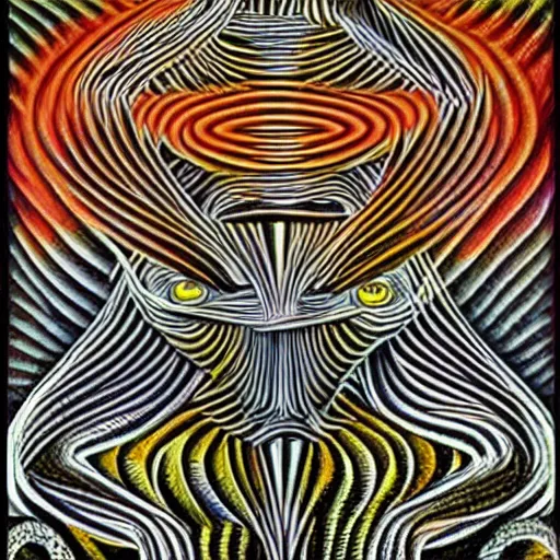 Image similar to Alex Grey Art fused with MC Escher