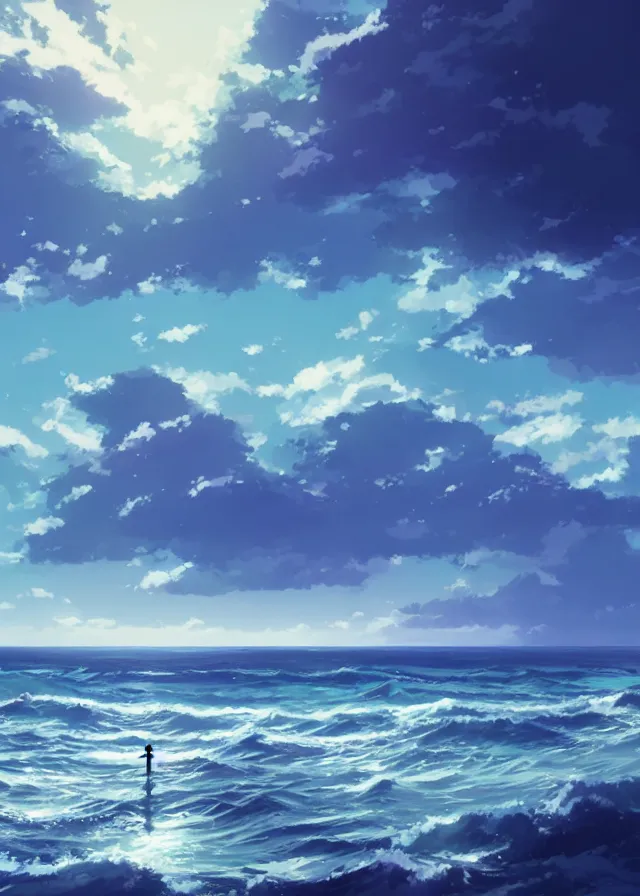 Image similar to sea shore, makoto shinkai