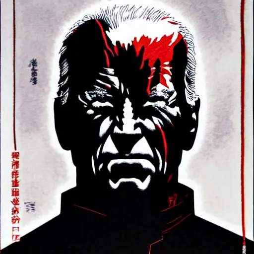 Image similar to Joe Biden looking sinister, by Tsutomu Nihei, highly detailed