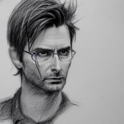 Image similar to david tennant pencil sketch cinematic lighting, render, fantasy