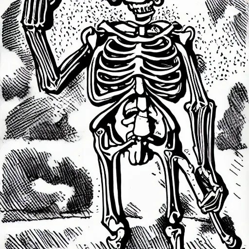 Prompt: a black and white detailed comic cartoon drawing of the skeleton of death giving a thumbs up and smiling, trending on artstation, 4 k