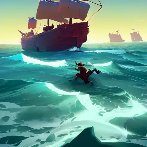 Image similar to painting treasure on sea of thieves game smooth median photoshop filter cutout vector, behance hd by jesper ejsing, by rhads, makoto shinkai and lois van baarle, ilya kuvshinov, rossdraws global illumination