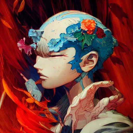 Image similar to prompt : fighter portrait soft light painted by james jean and katsuhiro otomo and erik jones, inspired by evangeleon anime, smooth face feature, intricate oil painting, high detail illustration, sharp high detail, manga and anime 1 9 9 0