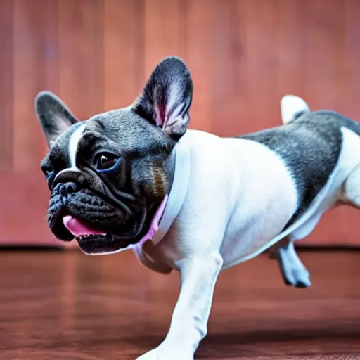 Image similar to A French Bulldog ballet dancer
