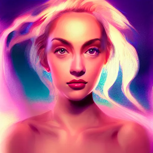 Image similar to high detail portrait of a beautiful woman, vaporwave lighting, concept art, beautiful