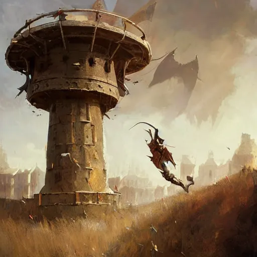 Image similar to a moving siege tower, cartwheels, epic fantasy style art by Craig Mullins, fantasy epic digital art, epic fantasy card game art by Greg Rutkowski