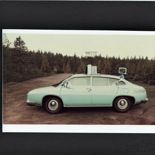 Image similar to Duane Johnson driving Apple Car, polaroid photograph, 8k highly detailed