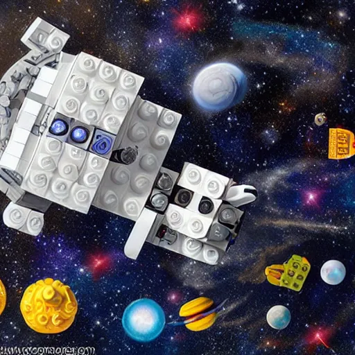 Image similar to Liminal space in outer space, Lego figurine