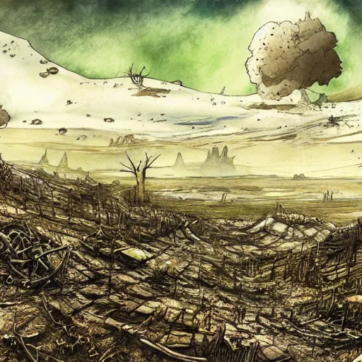 Image similar to post apocalyptic landscape by raymond briggs