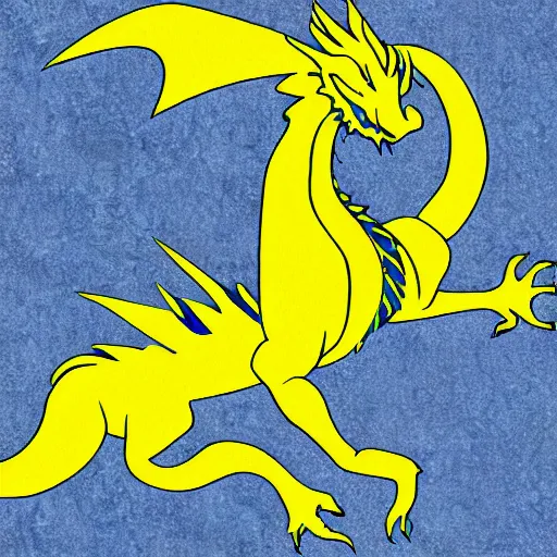 Prompt: illustration neon blue and yellow super cool dragon
