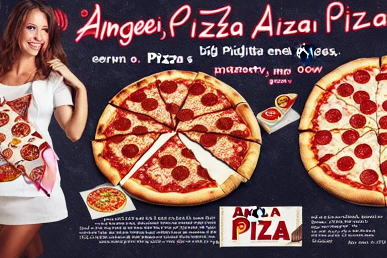 Image similar to angels, pizza, advertisement