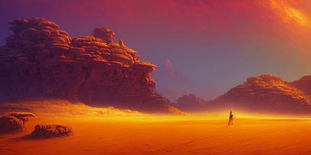 Image similar to the sands of time, a highly detailed cinematic oil painting by roger dean and alena aenami, dynamic lighting