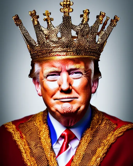 Prompt: a portrait photograph of Donald Trump as a Divine King, DSLR photography