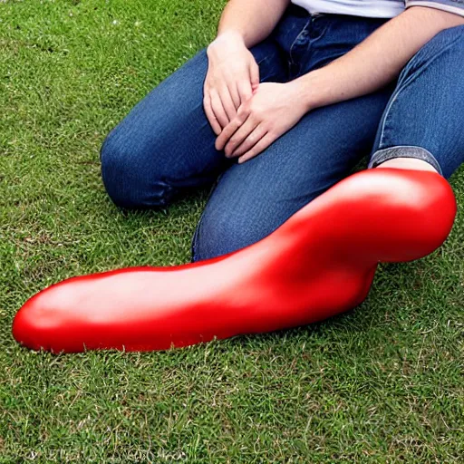 Image similar to hyper realistic oscar meyer weiner long toes