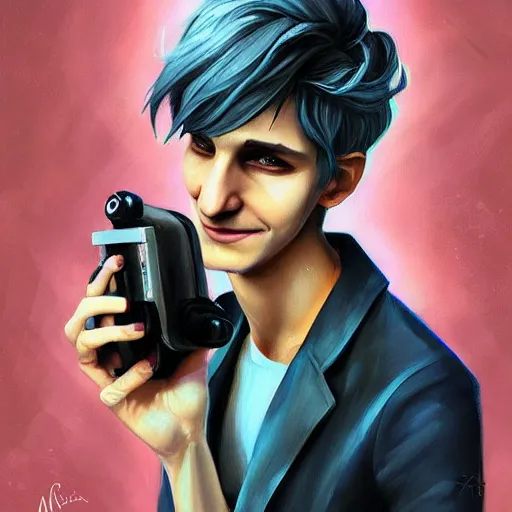 Image similar to Anna Dittmann painting of xqc, trending on art station