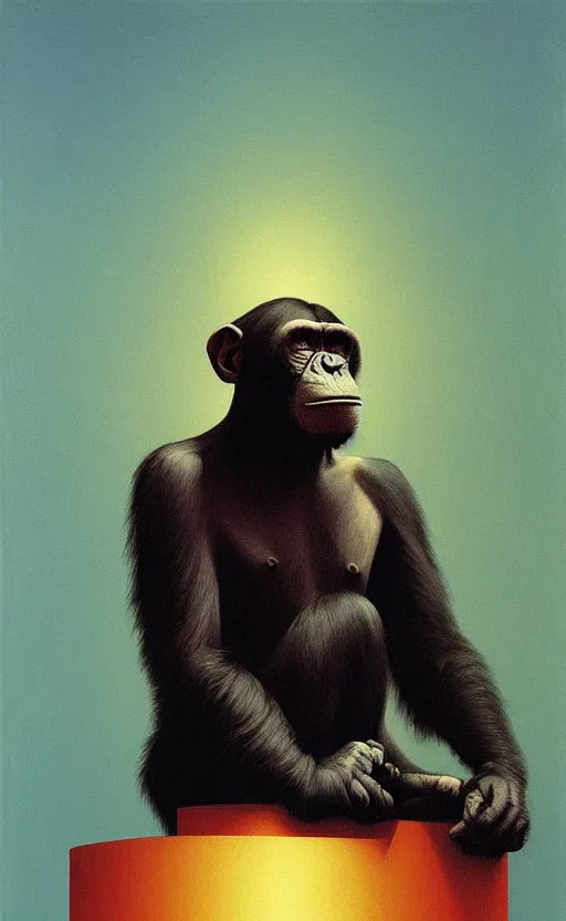 Prompt: chimpanse in space ,Edward Hopper and James Gilleard, Zdzislaw Beksinski highly detailed