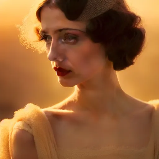 Prompt: photographic portrait of a stunningly beautiful 1 9 2 0 s film star female in soft dreamy light at sunset, contemporary fashion shoot, by edward robert hughes, annie leibovitz and steve mccurry, david lazar, jimmy nelsson, breathtaking, 8 k resolution, extremely detailed, beautiful, establishing shot, artistic, hyperrealistic, beautiful face, octane render