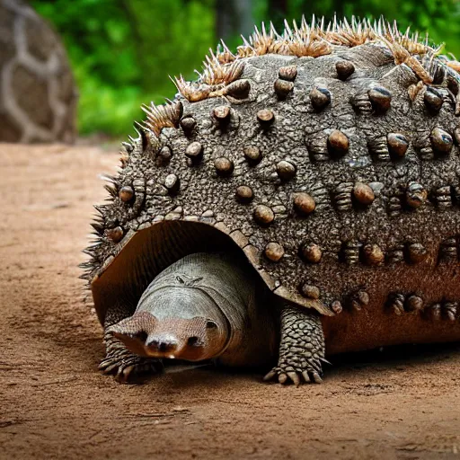 Prompt: glyptodont armadillo, nature photography 4 k