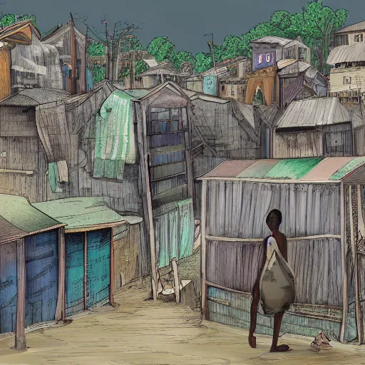 Image similar to the slums just outside the gates to the kingdom of heaven, digital art