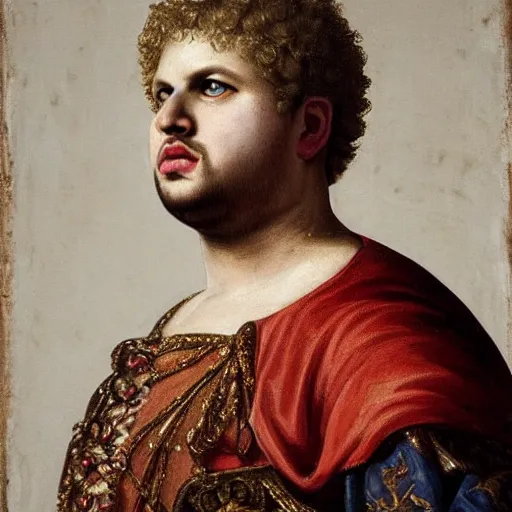 Prompt: A 17th century Baroque Painting of Emperor Nero, portrait of Emperor Nero, grainy, realistic, very realistic, hyperrealistic, highly detailed, very detailed, extremely detailed, very neat, very epic, very cool, detailed, trending on artstation