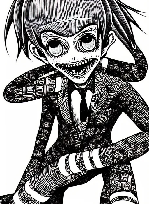 Image similar to junji ito style inkling from splatoon, splatoon, inkling, intricate, highly detailed, illustration, art by junji ito